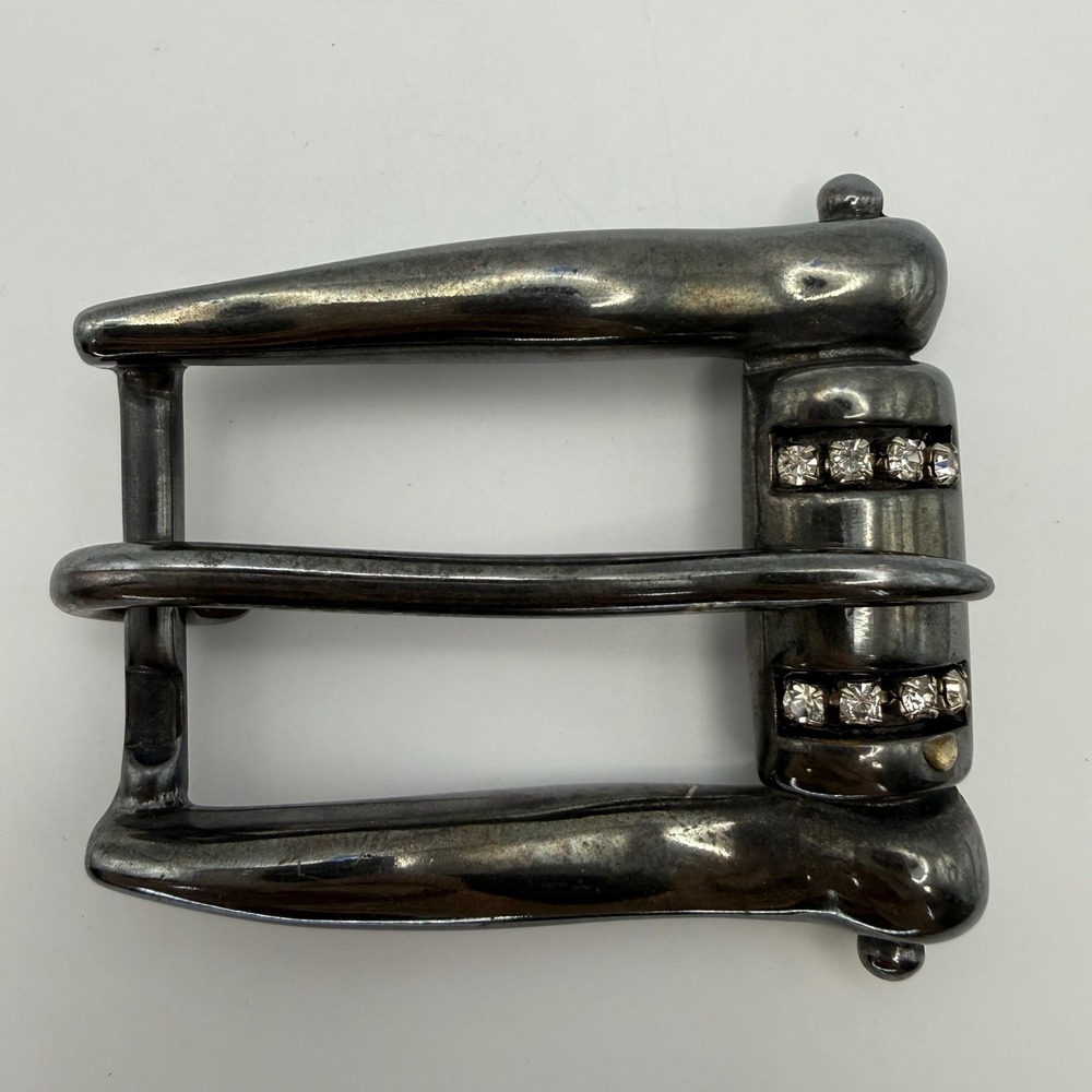 Vintage Emporio Armani Belt Buckle Gunmetal Rhinestone  Made in Italy